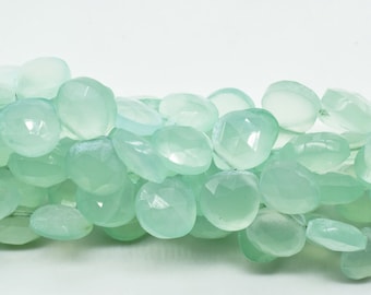 Aqua Chalcedony Faceted Heart Shape,Aqua Chalcedony Briolettes,10mm aqua heart shape,faceted heart shape strand,8'' aqua Chalcedony strand,