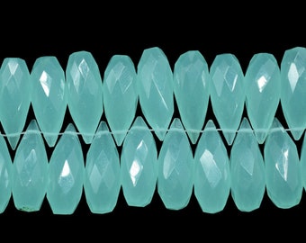 Brylanty fasetowane z chalcedonu w kolorze akwamaryny, brylanty w kształcie kropli, kalibrowane krople 6 x 16 mm, brylanty z chalcedonu, łezki do wyrobu biżuterii, koraliki