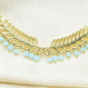 Peru chalcedony Beads Charms/Wedding Hair Vine Connectors/Gemstone Leaf Pendant Necklace/Component Leaf Charms/Handmade jewelry/B&#39;day Gift
