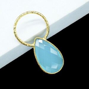 Aqua Chalcedony Pendant Charms/Gemstone Charms Pendant/Gold Plated Jewelry/Aqua Jewelry/Connector Jewellery/Brass Connector Jewellery/Gift