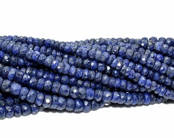 Natural Blue Sapphire faceted beads,4mm to 5mm Rondelle Beads,Dark Blue Sapphire Beads,Precious Gemstone beads,jewelry making beads,12''long