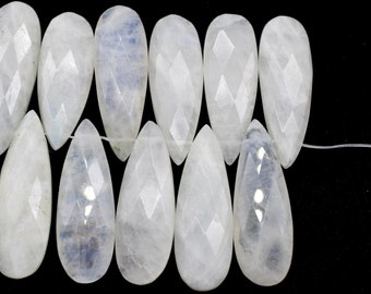 Gray Moonstone Faceted Pear Briolette Calibrated 7X15mm matched pair
