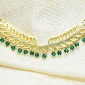 Emerald Quartz Beads Dangle Charms/Wedding Hair Vine Connectors/Gemstone Leaf Pendant Necklace/Component Leaf Charms/Handmade jewelry/Gift