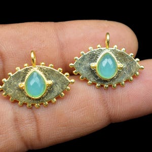 Aqua Chalcedony Pendant/Handmade Connector Jewelry/Gold Plated Jewelry/Jewelry Making Charm/Single Bail Pendant/Designer Pendant/Gift