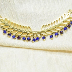Blue Sapphire Beads Dangle Charms/Wedding Hair Vine Connectors/Gemstone Leaf Pendant Necklace/Component Leaf Charms/Handmade jewelry/Gift