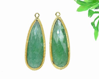 Green Strawberry 10x30mm pear shape Pendant,Green Strawberry Gold Plated Single Bail bezels,Strawberry Faceted Charms Connector Jewelry,Gift