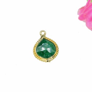 Emerald Faceted 10mm Heart Shape Charms Jewelry,Emerald Single Bail Handmade Connector Jewelry,Emerald Gemstone Bezel Pendant Jewelry,Gift