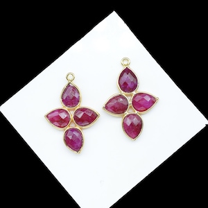 Ruby Single Bail Pendant/Bezel Pendant/Gold Plated Jewelry/Pear Shape Stone/charm Pendant/Ruby Stone/Jewelry Stone/Gemstone Pendant/Gift