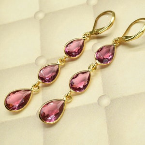 Pink Tourmaline Earrings,October Birthstone Jewellery,Gemstone Drop Earrings,Tourmaline Dangle Earrings,Handmade Earring,Tourmaline Jewelry,