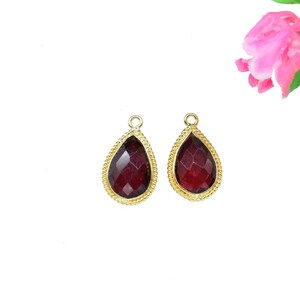 Granat 10x14 Teardrop Lünette Charme, handgemachte Teardrop Anhänger, Station Lünette Link, Granat Teardrop Schmuck machen Carft, Single Bail Connector