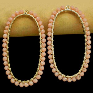 Peach Moonstone Faceted Beads 32x56mm Oval Shape Component,Finding Wire Wrapped Component Jewelry,Moonstone Pendant Component Earring,Gift