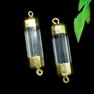 Crystal Quartz Point Pendants,Finding electroplated Connector,Gemstone Pencil Pendant Jewelry,Crystal Healing Double Bail Pointed Connectors