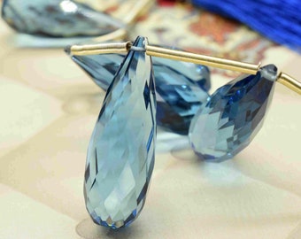 Blue Kyanite 10x30mm Drop Faceted Briolettes,Kyanite Quartz Long Teardrop,Calibrated Gemstone Briolette,Jewelry Making Beads,Kyanite Jewelry