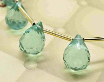 Zielone ametystowe brylanty fasetowane 10 x 14 mm, zielone ametystowe brylanty w kształcie łezki, zielone kamienie szlachetne fasetowane krople, zielone koraliki briolette z kamieni szlachetnych