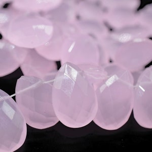 Pink Chalcedony Quartz 9x13mm Faceted Pear Briolettes - Faceted Briolettes - Calibrated Gemstone - Chalcedony Pear Briolette,wholesale beads
