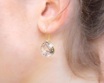 Black Rutile Earrings,Statement Earrings,Rutilated Quartz earring,Statement Jewelry,Quartz Earrings,teardrop earring,dainty earring,gift