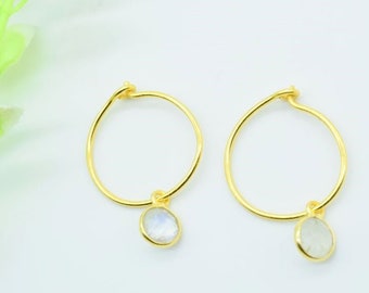 Regenbogen Mondstein Ohrring,Zarte Ohrring,Mondstein Ohrring,Zierliche Ohrringe,Edelstein Ohrring,Minimalist Ohrring,Brautjungfer
