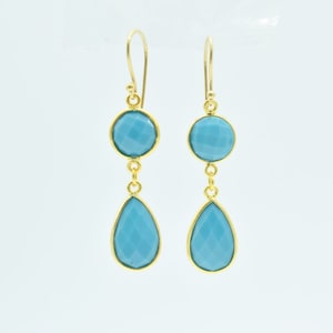 Natural Turquoise earring,Sky color earring,Dangle earring,earring,gold plated earring,boho gift,bridesmaid gift,mother&#39;s gift,
