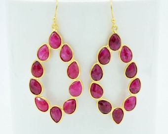 Real Ruby dangle earring,Winter earring,Ruby Teardrop earring,Prism earring,Dainty earring,Boho earring,Bridesmaid Gift,Ruby stud