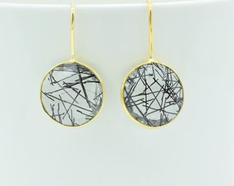 Black Rutile Earrings,Statement Earrings,Rutilated Quartz earring,Statement Jewelry,Quartz Earrings,teardrop earring,dainty earring,gift