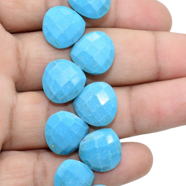 14mm Blue Turquoise Heart shape Briolettes,Turquoise briolettes for making jewelry,Sky blue Turquoise Briolettes,Turquoise Heart briolettes