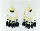 Beautiful Black onyx gemstone floral earring,circle earring,chandelier earring,silver925 earring,Christmas gift,Birhtdaygift,Bridesmaid gift