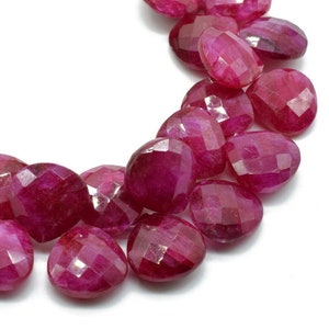 Finest Quality AAA Quality Ruby Faceted 14mm Heart Shape Briolettes,Ruby briolettes for making jewelry,Genuine Ruby Heart Shape beads,ruby