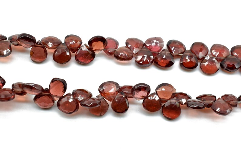 garnet Briolette,garnet heart shape faceted beads,6mm garnet heart shape Briolette,garnet heart shape strand,jewelry making beads,red beads