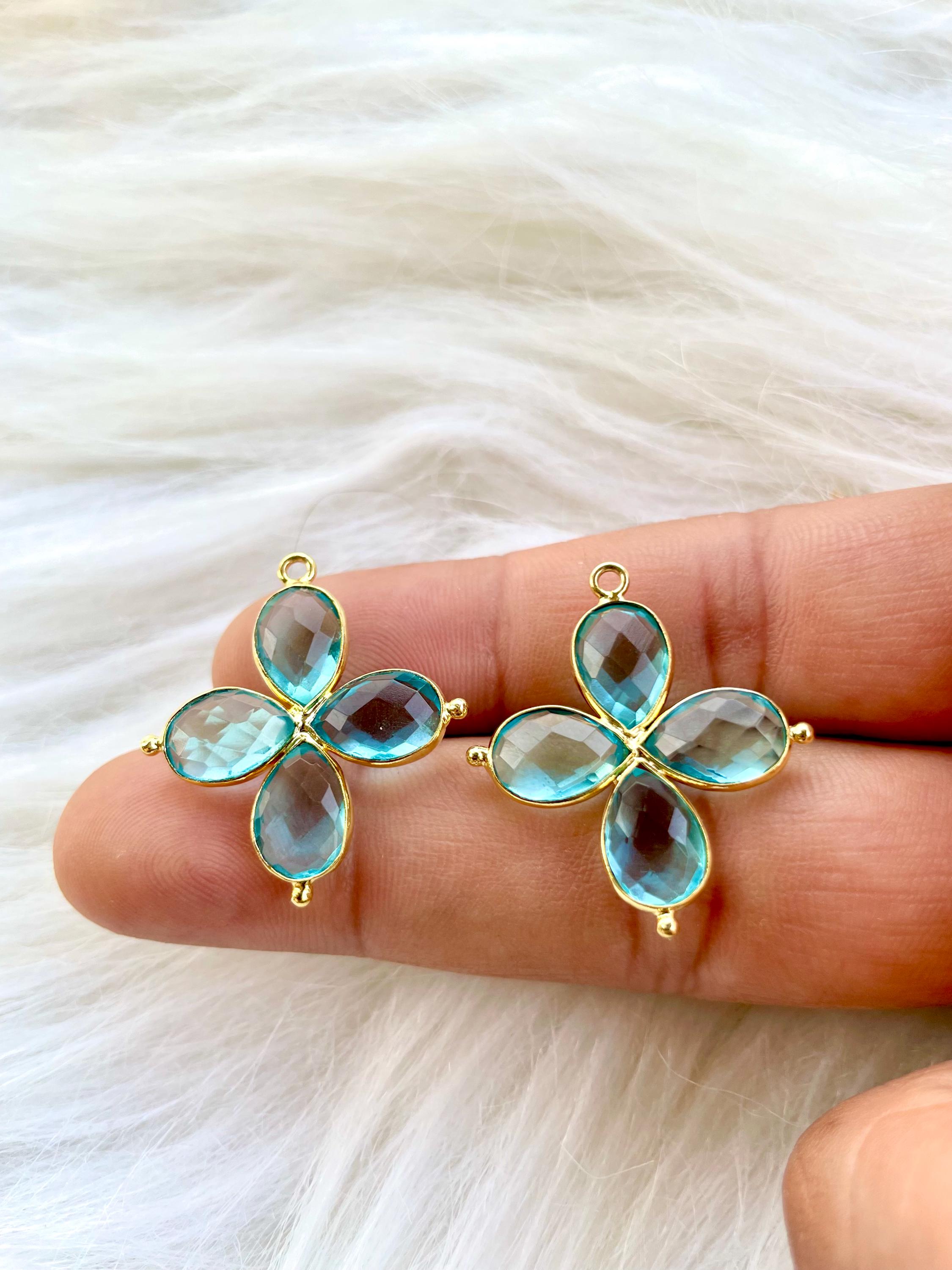 Sy Topaz Teardrop Pendant/handmade Jewelry Connector Charms