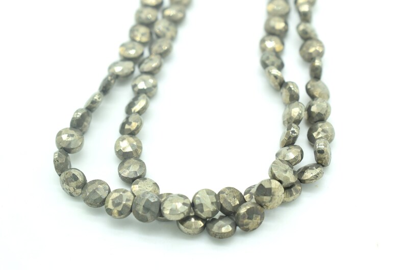 Pyrite Faceted Coin Beads,6mm round faceted Briolette,6mm Coin Beads,13 inch pyrite coin strand,Jewelry making Briolette,Gemstone stands,