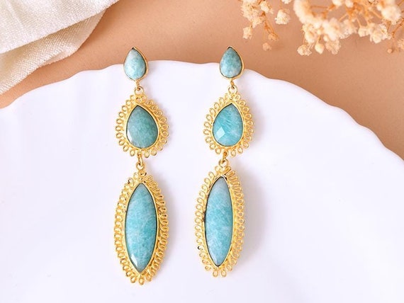 Boucles D'oreilles Femme En Or Avec Pierres - Modèle D8 - Neuf Avec écrin