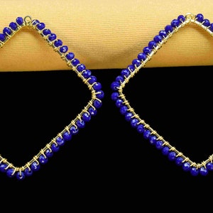 Łączniki koralików z drutu Lapis Lazuli, Materiały do wyrobu biżuterii, Wisiorki z Lapis Lazuli, Biżuteria z niebieskich kamieni szlachetnych, Biżuteria z Lapis Lazuli, Prezenty dla mamy