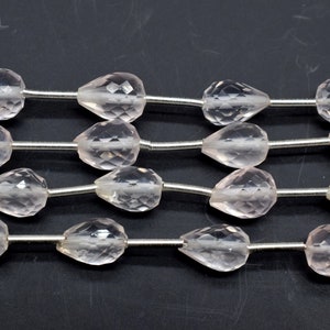 Rose Quartz Drop Briolettes,Rose Quartz drops strand,Jewelry making beads,Supplies beads,Pink Chalcedony drop shape Briolettes strand,jewels