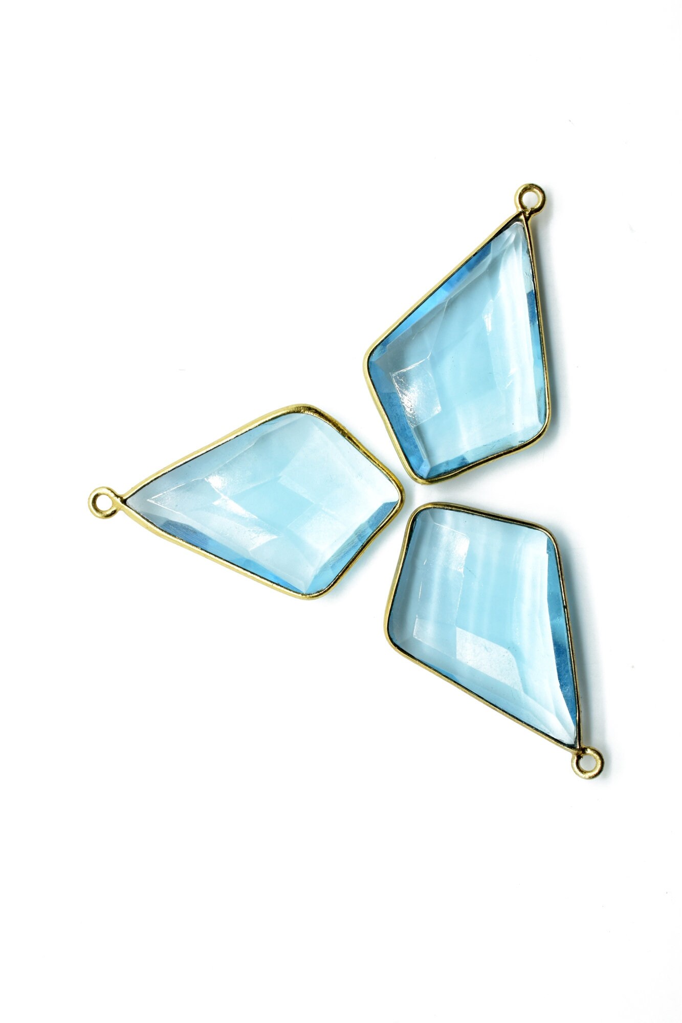 Sky Topaz 20x30mm Diamond Shape Single Loop Connectors,sky