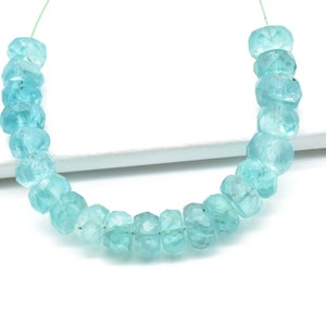 Blue Green Apatite Faceted Rondelle Beads 6mm to 6.5mm,Natural Gemstone Beads, Rondelle Faceted Beads, Apatite Stone Beads,3 inch lenght,
