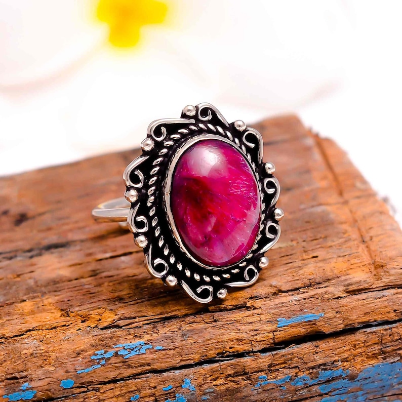 July Birthstone,#Christmas gift mom Ruby Jewelry Statement Ring Red Ruby Gemstone Sterling Silver Ring Ruby Silver Ring Precious Ring