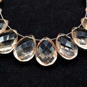 Morganite Gemstone 10x14mm Pear Shape Briolette Beads,Morganite Color Quartz Beads,Morganite Faceted Pear Beads,Morganite Gemstone Teardrop