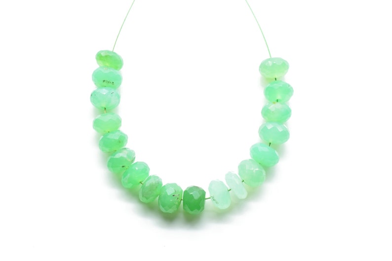 Chrysoprase Faceted Roundel Beads 6mm,Chrysoprase Faceted Rondelle,Cut Gemstone Bead,shaded Chrysoprase green gemstone beads,loose beads,