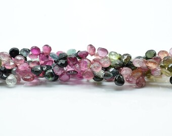 2 Brins Tourmaline Pastèque Facettés En Forme De Cœur – Fait Main, Neuf, 10 Pièces