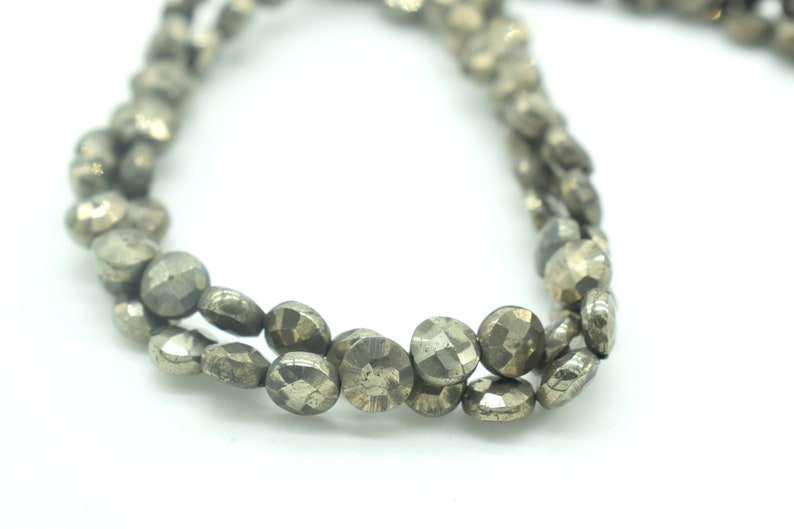 Pyrite Faceted Coin Beads,6mm round faceted Briolette,6mm Coin Beads,13 inch pyrite coin strand,Jewelry making Briolette,Gemstone stands,
