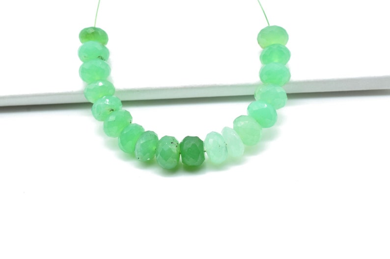 Chrysoprase Faceted Roundel Beads 6mm,Chrysoprase Faceted Rondelle,Cut Gemstone Bead,shaded Chrysoprase green gemstone beads,loose beads,
