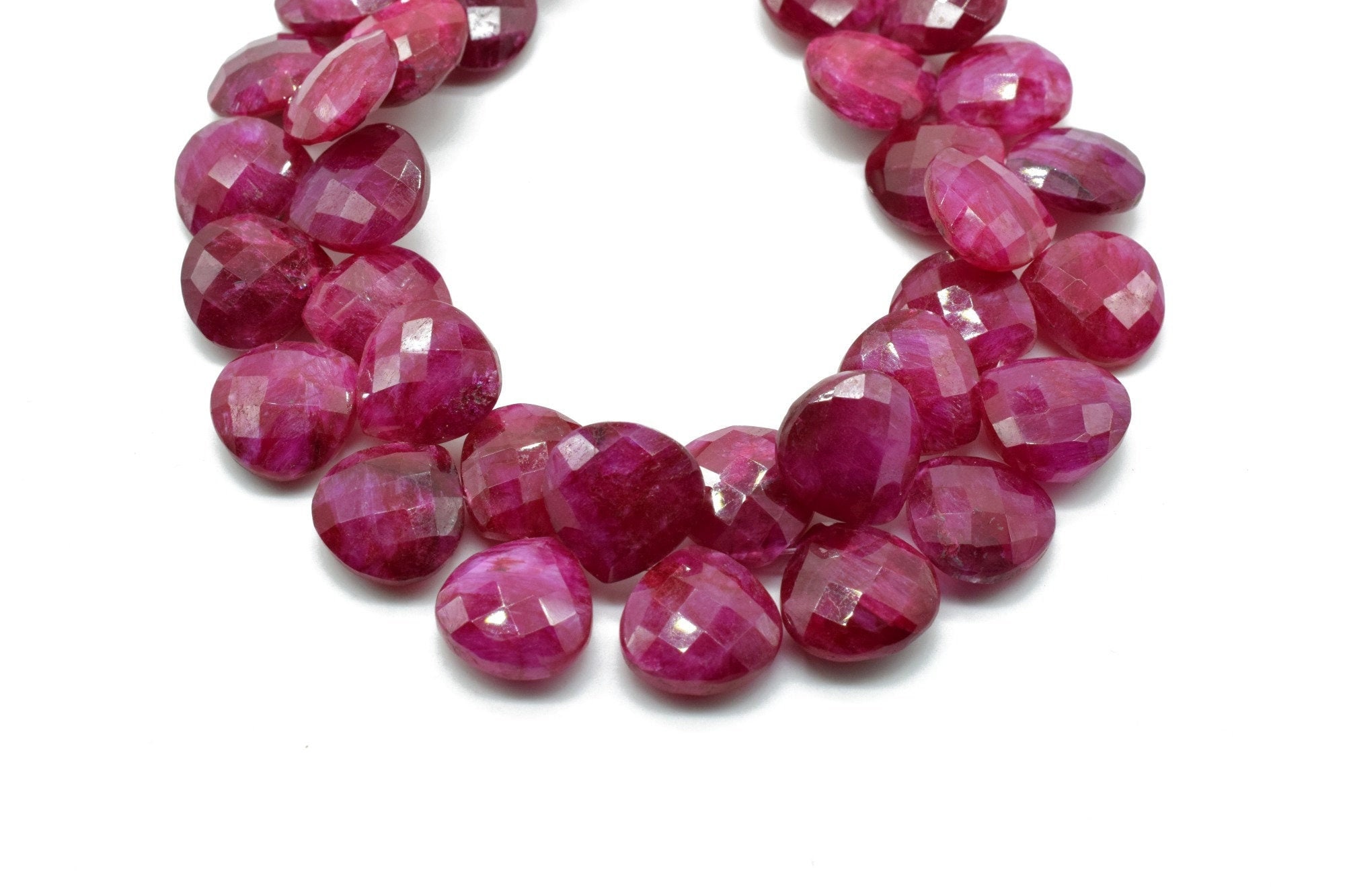 Natural Mozambique Garnet Faceted Heart Shape Briolettes,Size 7-8mm 123 Carats,9 Inches Strand,Super Finist