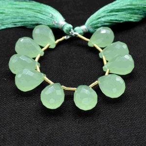 Prehnite Faceted drops Shape Briolette,10x14mm Drop Beads,Prehnite Faceted Teadrop Briolette , AAA Quality Briolette Beads.jewelry beads