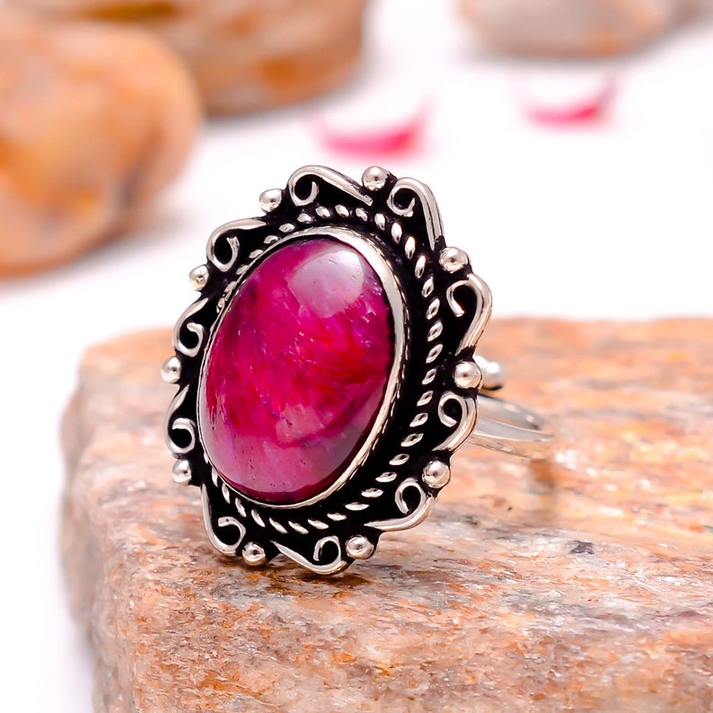 July Birthstone,#Christmas gift mom Ruby Jewelry Statement Ring Red Ruby Gemstone Sterling Silver Ring Ruby Silver Ring Precious Ring