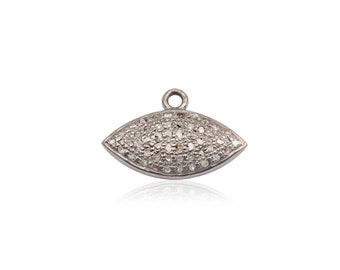 Eye Shape Pave Diamond Pendant Charms 925 Sterling Silver Handmade Finish Natural Diamond Pendents Necklace Jewelry Supplies (MOP-890)