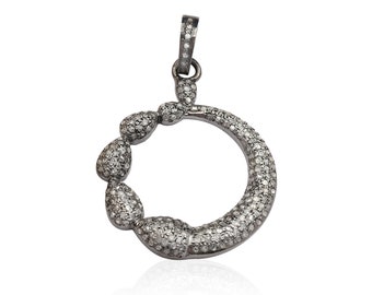Pave Diamond Pendant Necklace Beautiful Design Diamond Pendant 925 Sterling Silver Handmade Finish Diamond Jewelry Fine Jewelry (ASP-587)