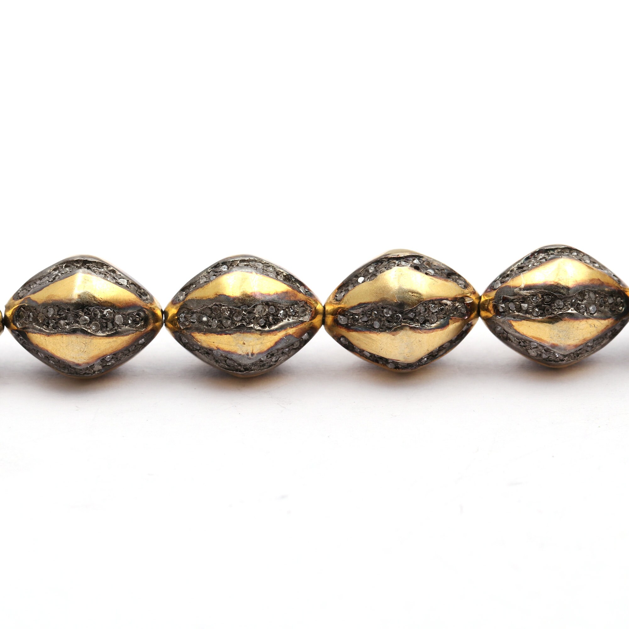 Flat Design Pave Diamond Beads 925 Sterling Silver Diamond Findings Handmade Silver Finish Diamond Beads Pave Connector BDB-054