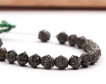1 Pieza Pave Diamond Beads Sterling Silver 925 Size 5.5x11.5mm Beads Hexagon Shape Diamond Jewelry Finding Spacers Diamond Beads (ASB-602)