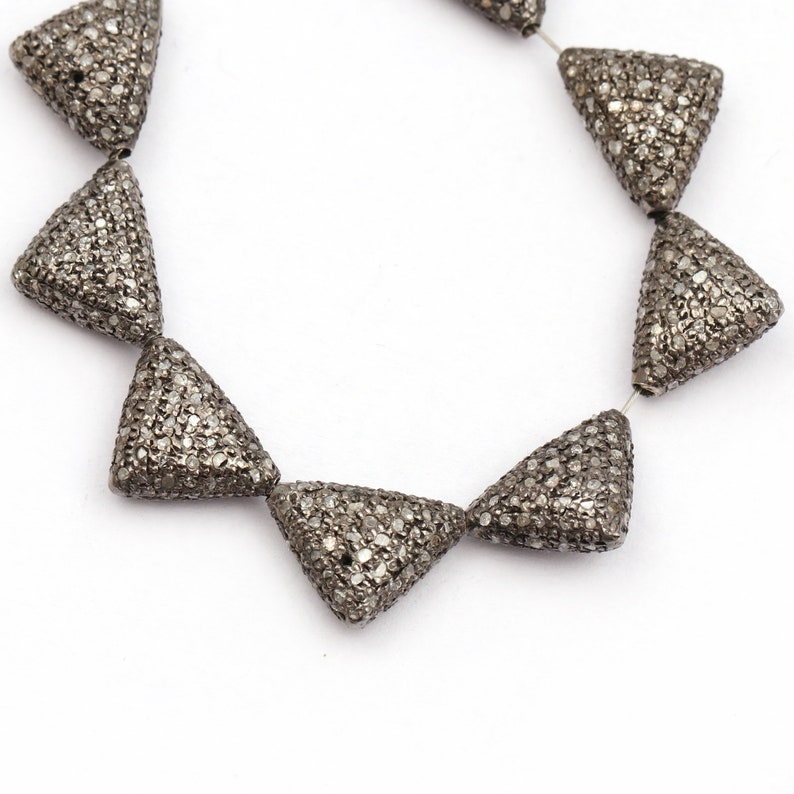 Flat Design Pave Diamond Beads 925 Sterling Silver Diamond Findings Handmade Silver Finish Diamond Beads Pave Connector BDB-054