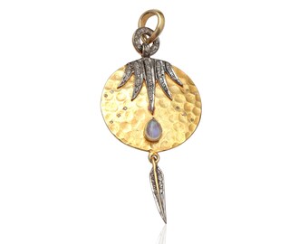 Designer Diamond Pendants Jewelry 925 Sterling Silver Diamond Handmade Diamond TWO -Tone Damond Pendants Making Jewelry Findings (MOP-768)